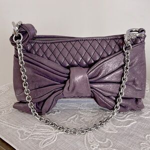 Juicy Couture Shimmery Purple Quilted Leather Bag With Bow Detail